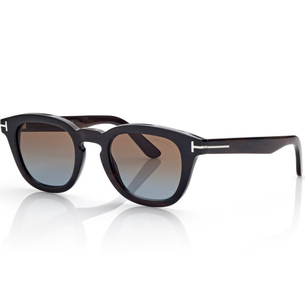 Tom Ford Women Round Sqaure Frame Brown Horn Sunglasses
