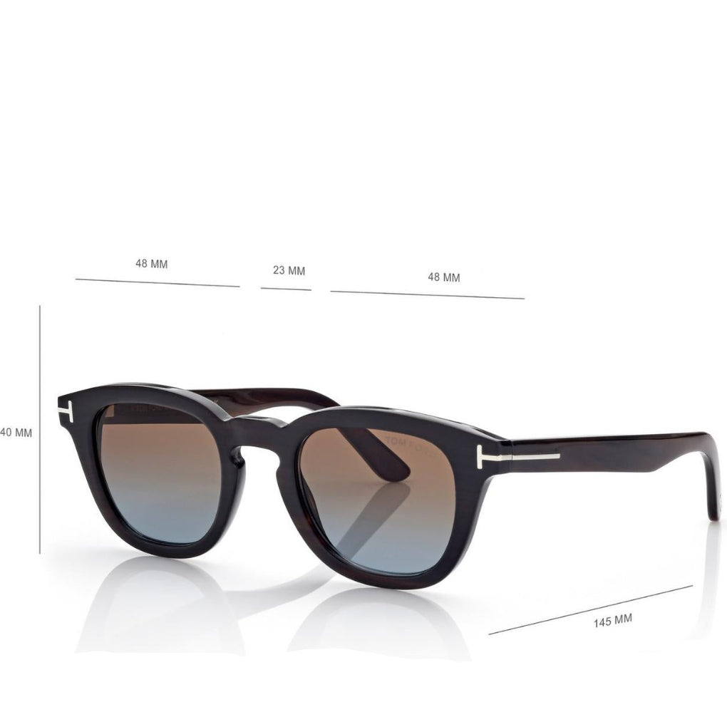 Tom Ford Men Round Sqaure Frame Brown Horn Sunglasses