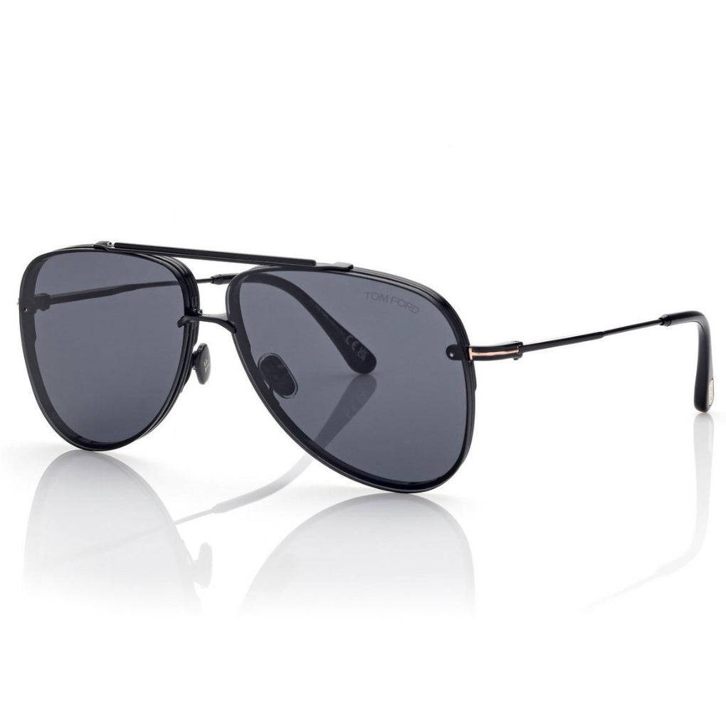 Tom Ford Men Pilot Fram Shiny Coal Black Sunglasses