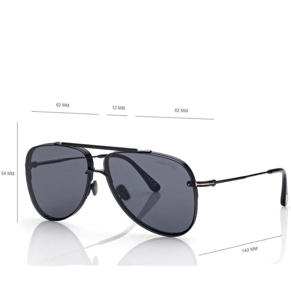 Tom Ford Men Pilot Fram Shiny Coal Black Sunglasses