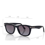 Tom Ford Women Round Sqaure Frame Shiny Dusty Black Sunglasses