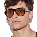 Tom Ford Men Pilot Frame Dark Tortoise Sunglasses