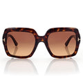 Tom Ford Women Square Frame Red Havana Sunglasses