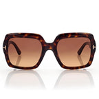 Tom Ford Women Square Frame Red Havana Sunglasses