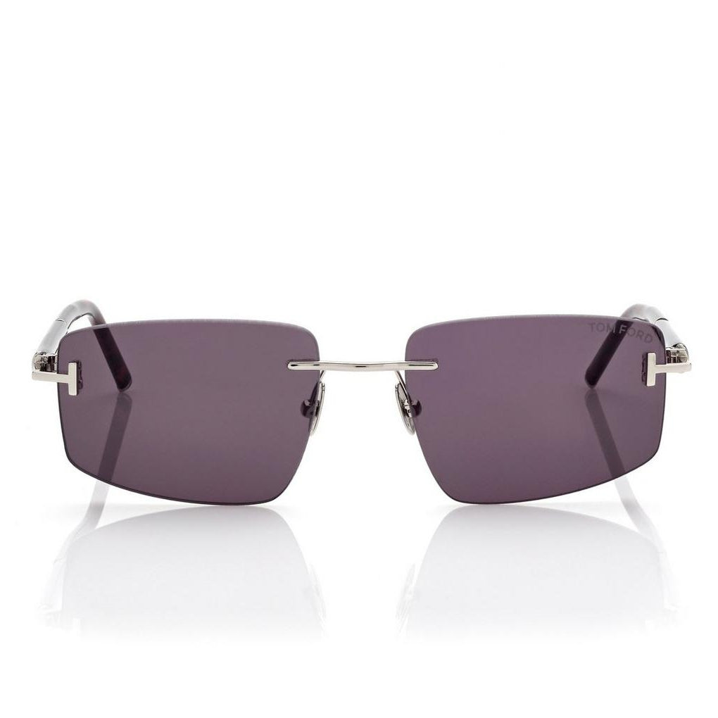 Tom Ford Men Rimless Frame Shiny Palladium Sunglasses