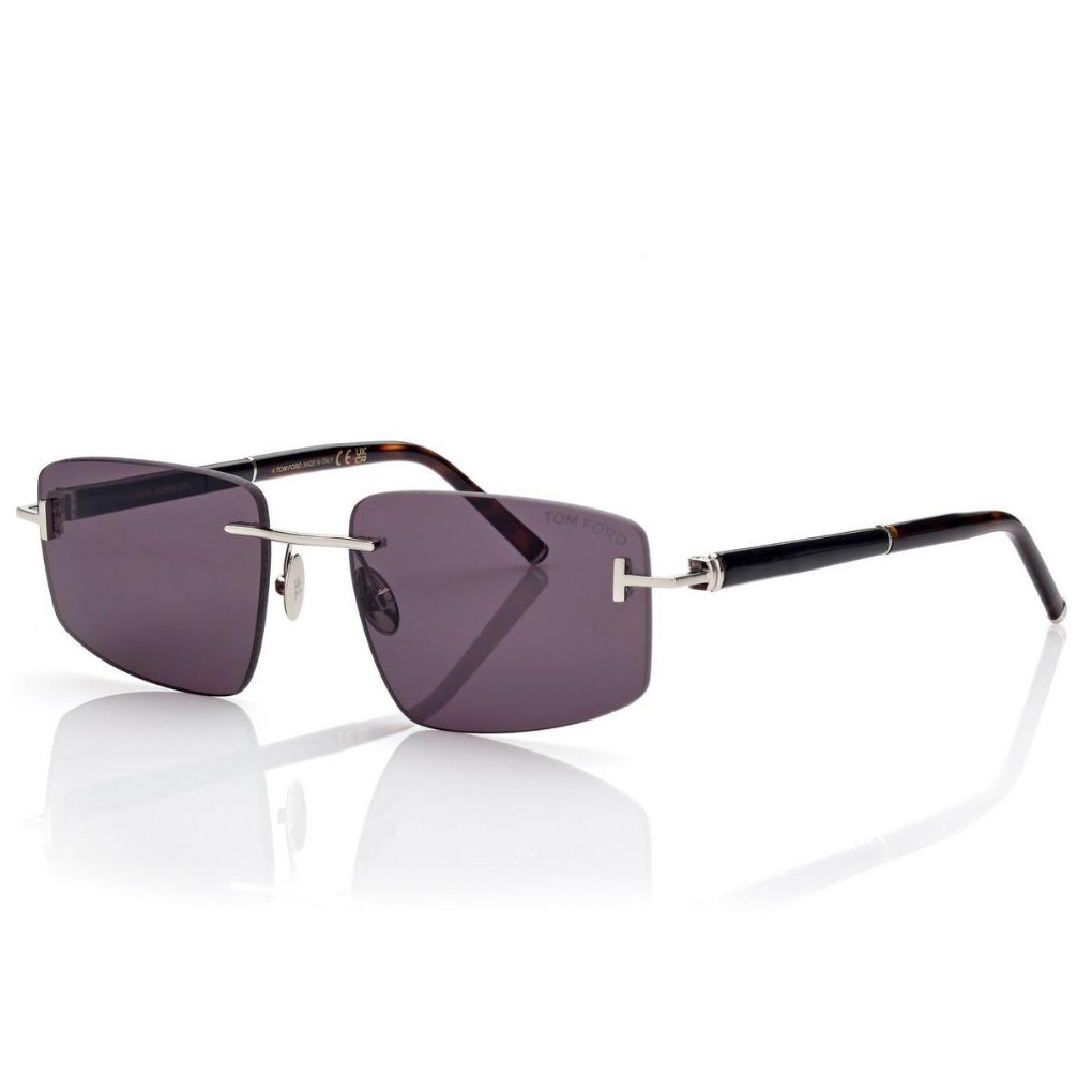 Tom Ford Men Rimless Frame Shiny Palladium Sunglasses