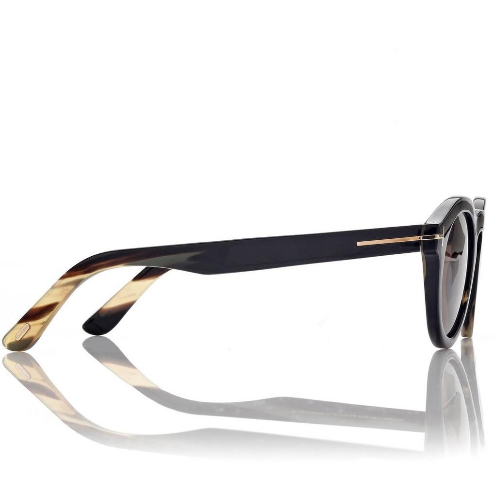 Tom Ford Men Round Frame Coloured Horn Sunglasses