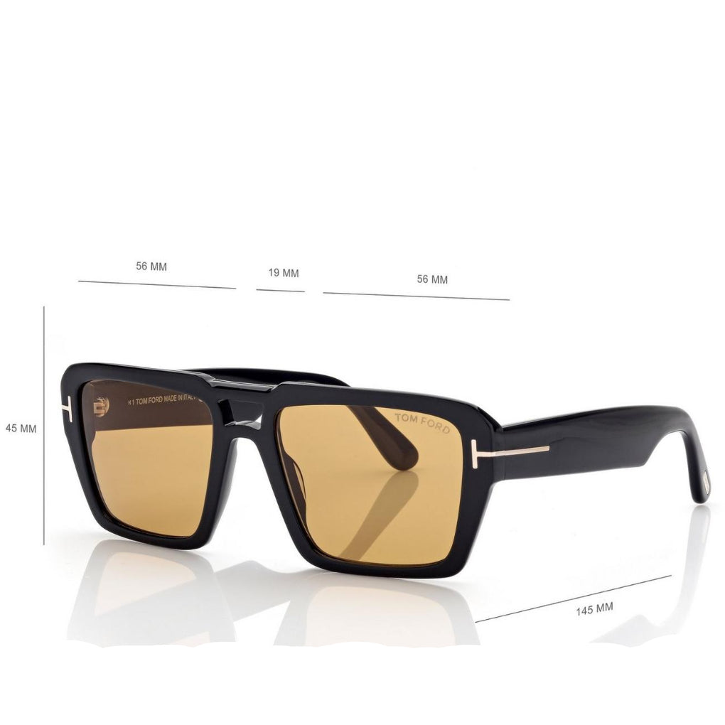 Tom Ford Men Sqaure Frame Soft Black Acetate Redford Sunglasses