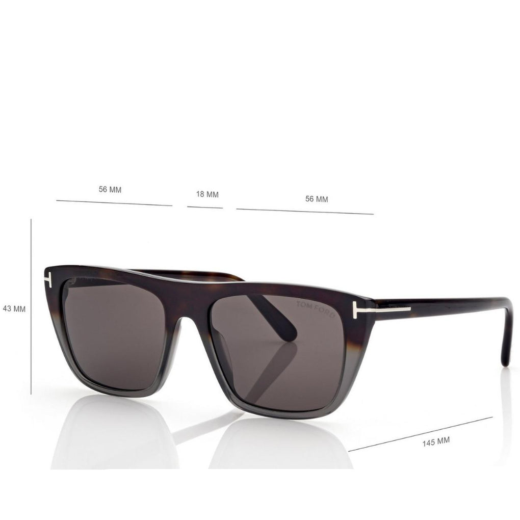 Tom Ford Men Rectangular Frame Coloured Havana Sunglasses