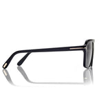Tom Ford Women Pilot Frame Shiny Black Sunglasses