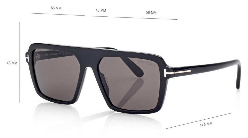 Tom Ford Women Pilot Frame Shiny Black Sunglasses