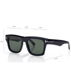 Tom Ford Men Sqaure Frame Shiny Natural Black Sunglasses