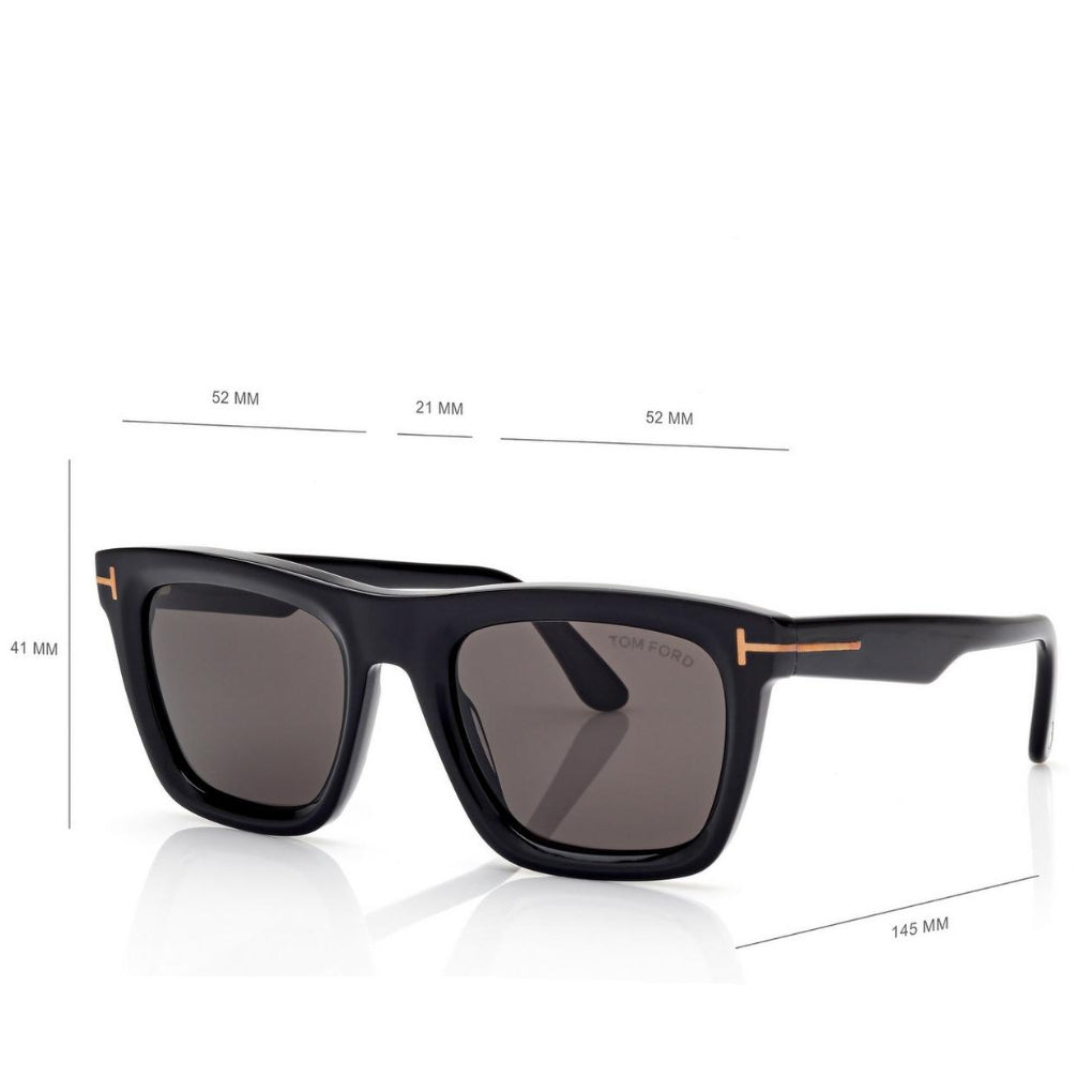 Tom Ford Women Square Frame Smoke Black Sunglasses