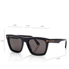 Tom Ford Men Square Frame Smoke Black Sunglasses