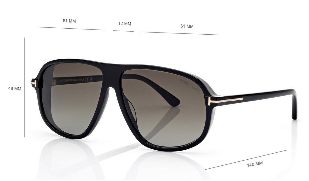 Tom Ford Women Pilot Frame Shine Black Sunglasses