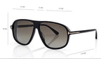 Tom Ford Women Pilot Frame Shine Black Sunglasses