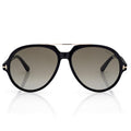 Tom Ford Women Round Frame Shiny Black Sunglasses