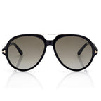 Tom Ford Women Round Frame Shiny Black Sunglasses