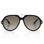 Tom Ford Men Pilot Frame Matte Shiny Black Sunglasses