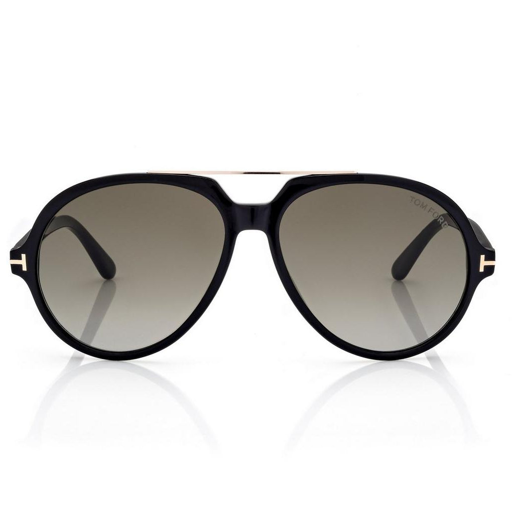 Tom Ford Men Pilot Frame Matte Shiny Black Sunglasses