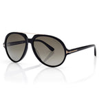 Tom Ford Women Round Frame Shiny Black Sunglasses