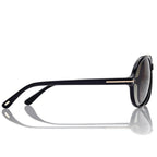 Tom Ford Men Pilot Frame Matte Shiny Black Sunglasses