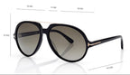 Tom Ford Women Round Frame Shiny Black Sunglasses