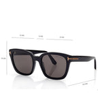 Tom Ford Men Sqaure Frame Shiny Deep Black Sunglasses