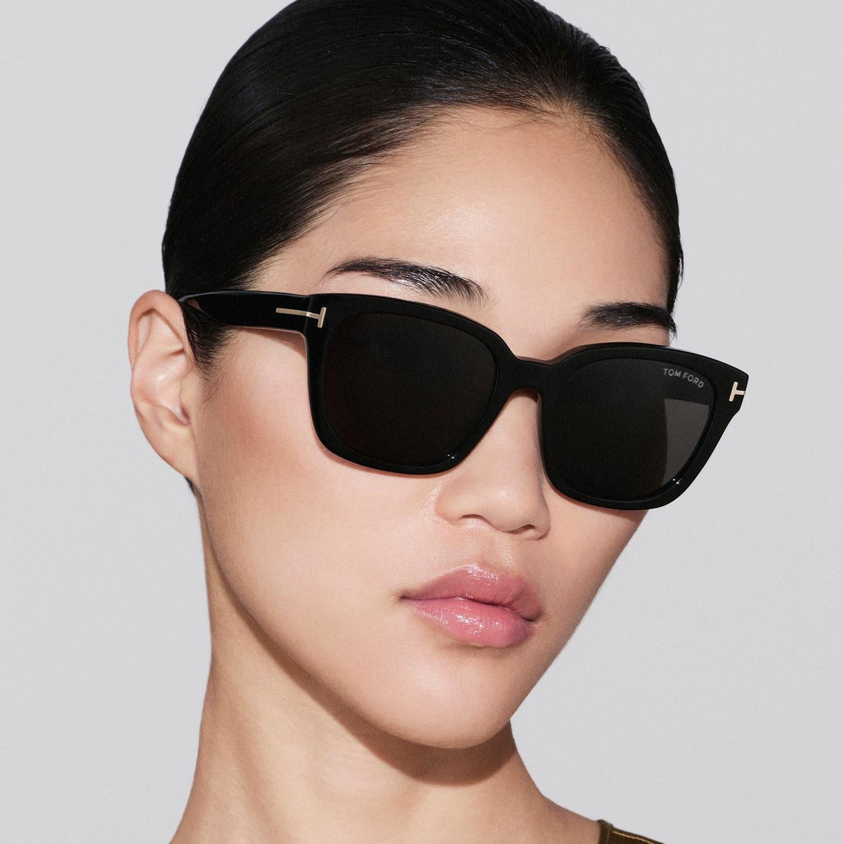 Tom Ford Men Sqaure Frame Shiny Deep Black Sunglasses