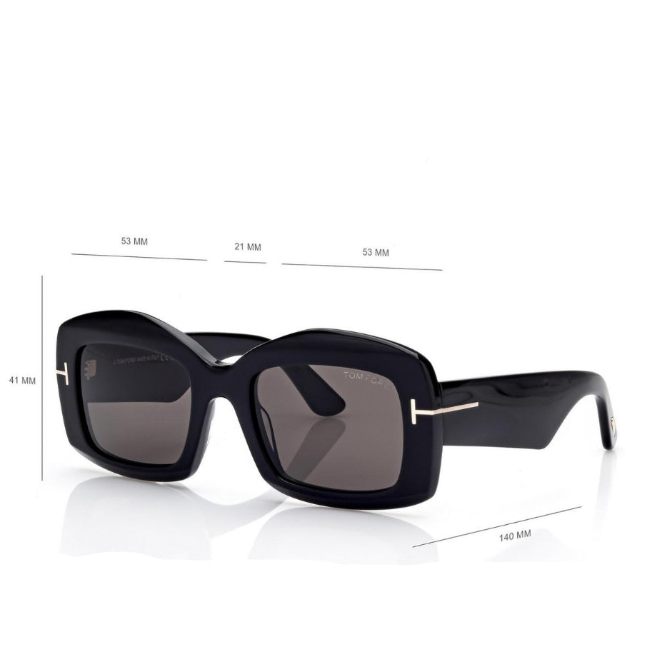 Tom Ford Women Square Frame Antique Black Sunglasses