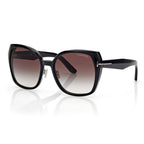 Tom Ford Women Cat Eye Frame Pure Black Sunglasses