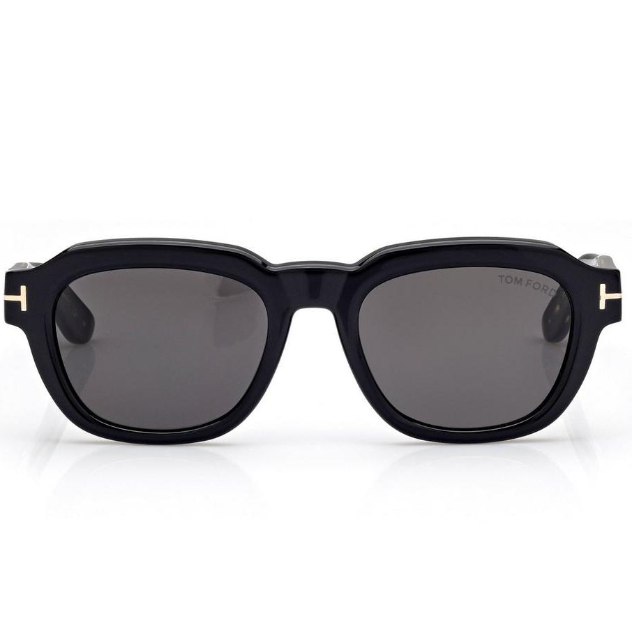 Tom Ford Men Square Frame Shiny Dusty Black Sunglasses
