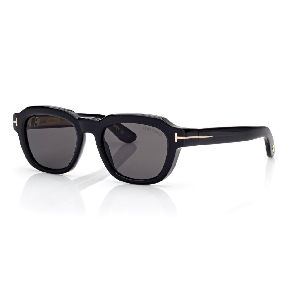 Tom Ford Men Square Frame Shiny Dusty Black Sunglasses