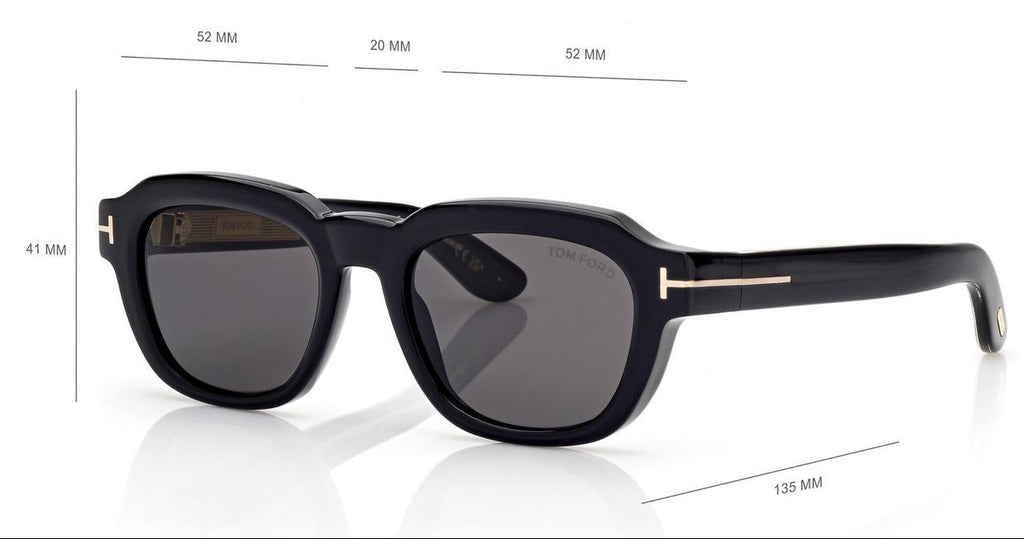 Tom Ford Men Square Frame Shiny Dusty Black Sunglasses