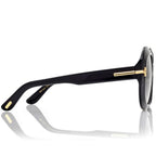 Tom Ford Women Round Frame Espresso Black Sunglasses