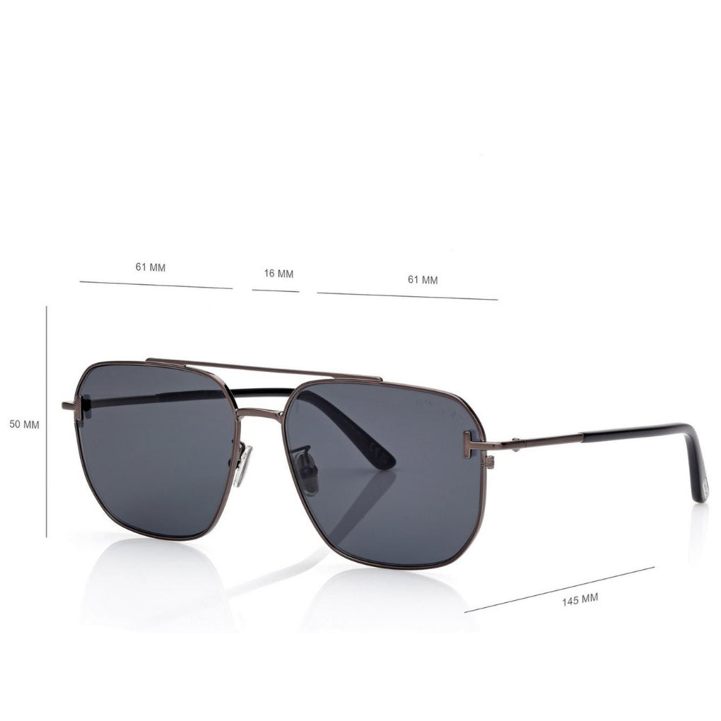 Tom Ford Women Navigator Frame Shiny Gunmetal Sunglasses