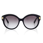 Tom Ford Women Round Frame Metallic Black Sunglasses