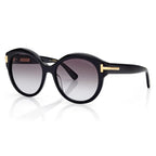 Tom Ford Women Round Frame Metallic Black Sunglasses
