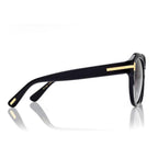 Tom Ford Women Round Frame Metallic Black Sunglasses