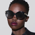 Tom Ford Women Round Frame Metallic Black Sunglasses