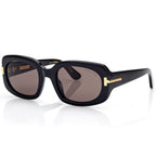 Tom Ford Men Rectangular Frame Shiny Dusty Black Sunglasses