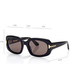 Tom Ford Men Rectangular Frame Shiny Dusty Black Sunglasses