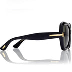 Tom Ford Women Butterfly Frame Shiny Black Sunglasses
