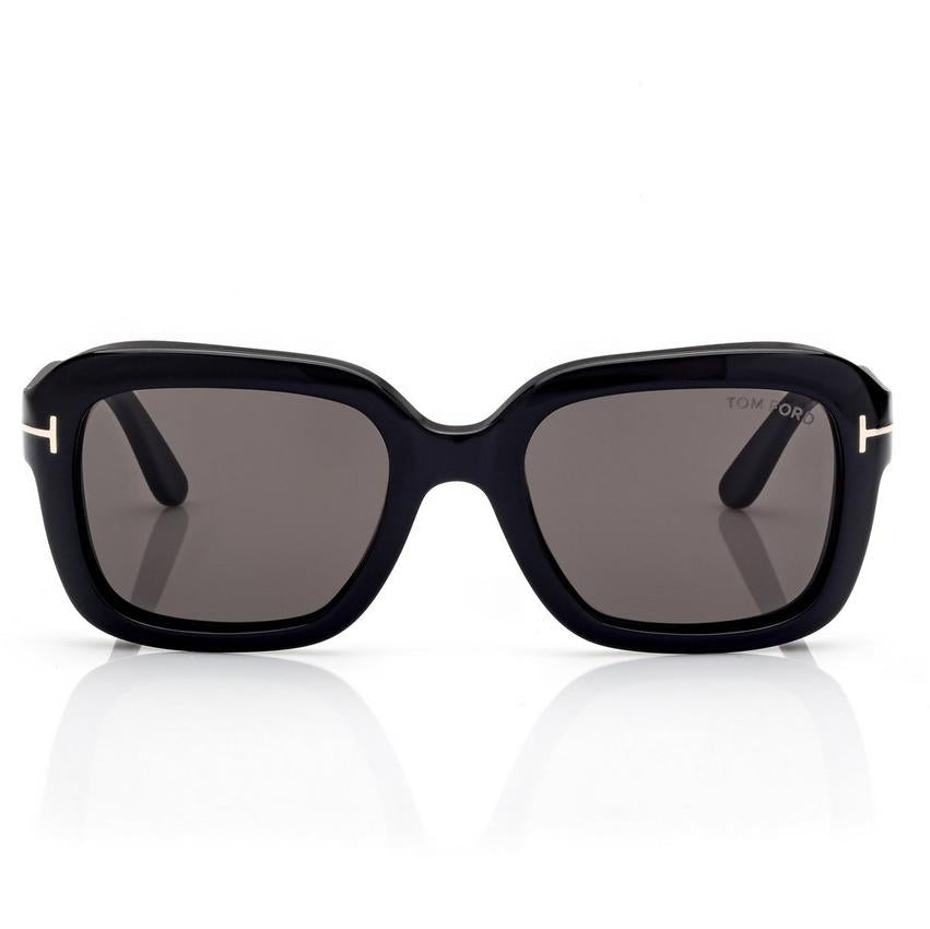 Tom Ford Women Square Frame Metallic Black Sunglasses