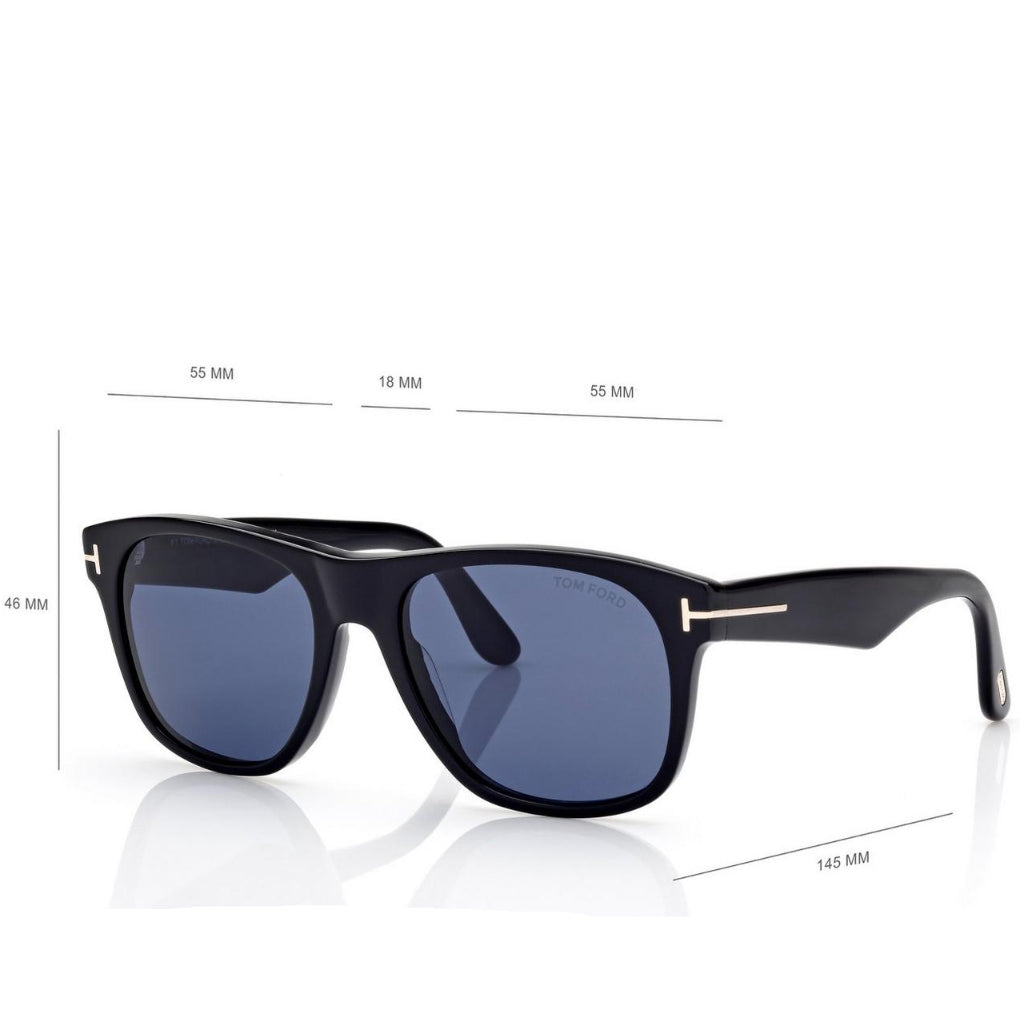 Tom Ford Men Round Square Frame Shiny Black Sunglasses