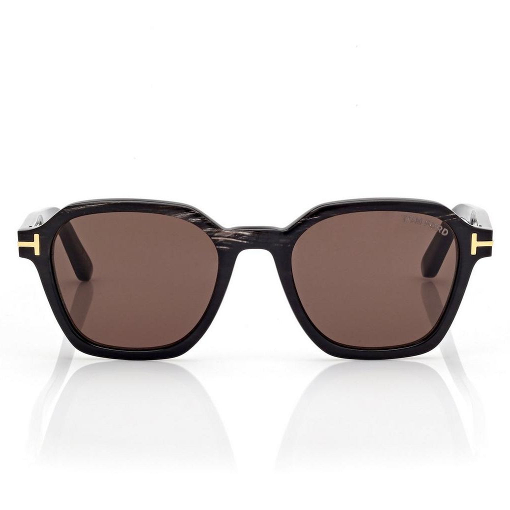 Tom Ford Men Geometric Frame Black Horn Sunglasses