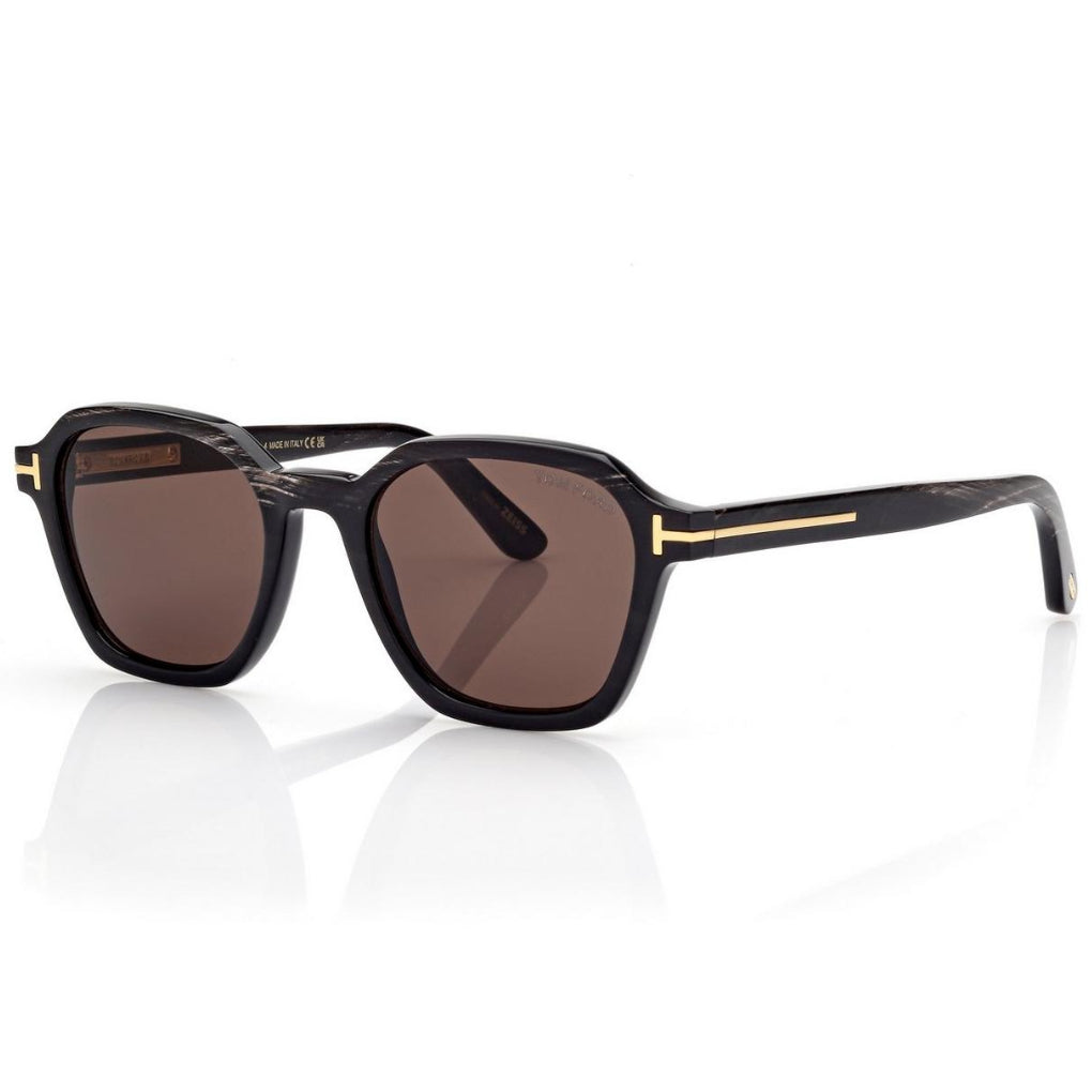 Tom Ford Men Geometric Frame Black Horn Sunglasses