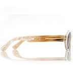 Tom Ford Men Round Frame Shiny Coloured Horn Sunglasses