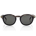 Tom Ford Men Round Frame Black Horn Sunglasses