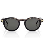 Tom Ford Men Round Frame Black Horn Sunglasses
